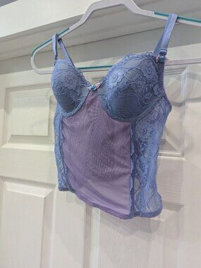 Donna Loren Lace Bustier Corset Bra – Lavender – 34A